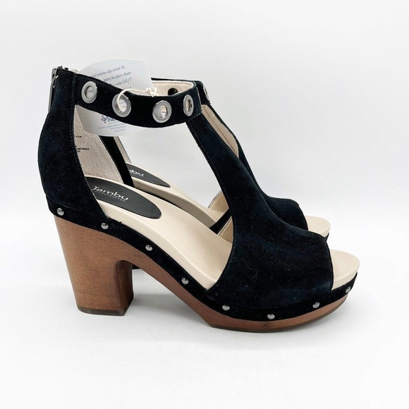 Jambu Sandals Suede Sheila Block High Heel Shoe - Picture 2 of 12